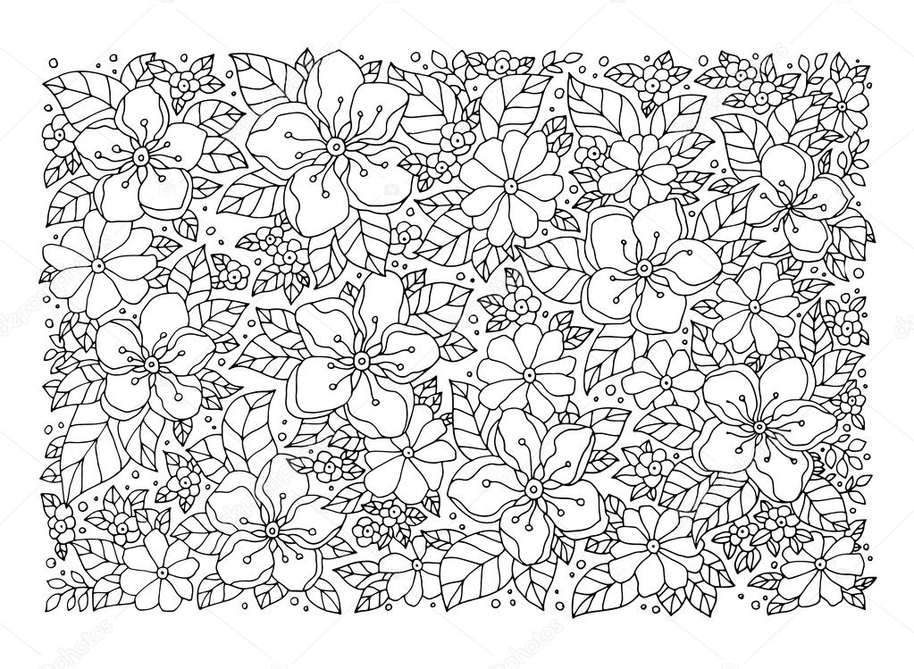 Outline monochrome floral pattern