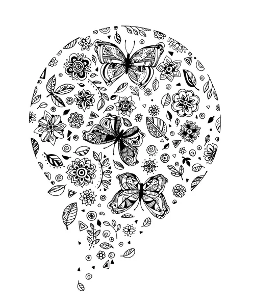 Абстрактные Цветы, листья и бабочки — стоковое фото