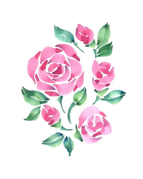 Gyönyörű akvarell rózsák — Stock Fotó