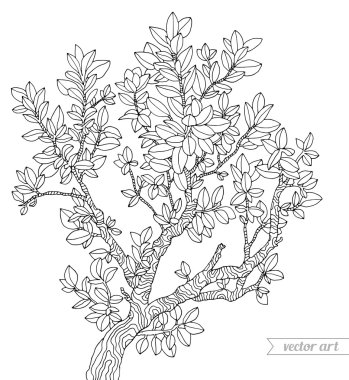 Soyut çiçek ve yaprak dalı