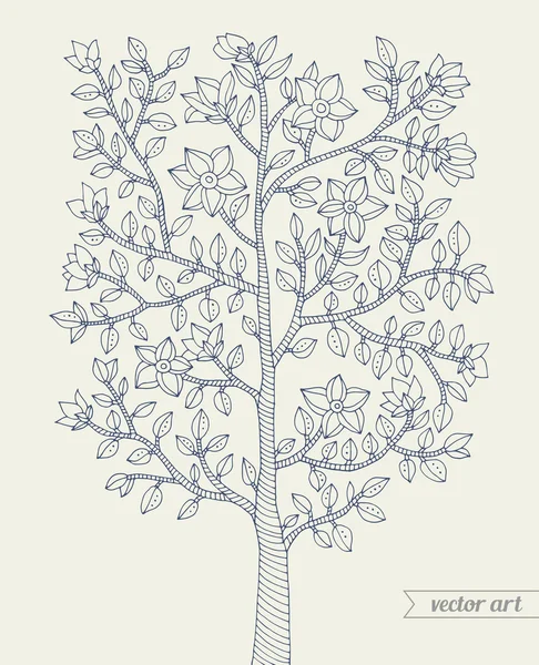 Abstrakt blommor och blad på gren — Stock vektor