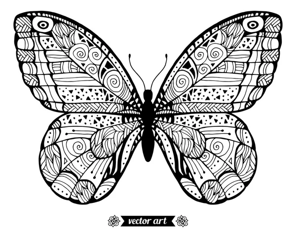 Zarys monochromatyczne motyl — Wektor stockowy