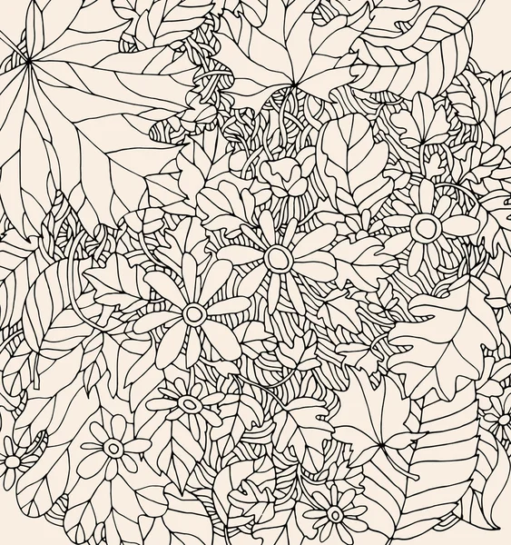 Наброски монохромный цветочный узор — стоковый вектор