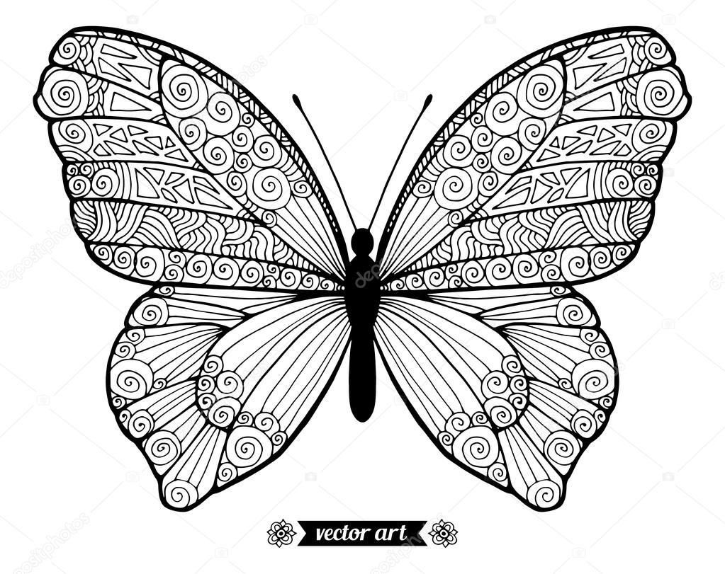 Umriss monochrome Schmetterling — Stockvektor © oksanka007 #109495188