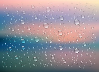 Water drops isolated on colorful background