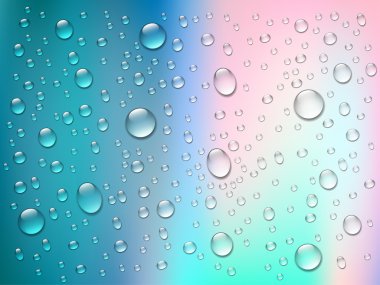 Water drops isolated on colorful background