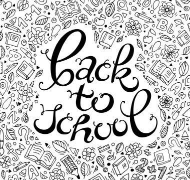 Okul aksesuarları ile yazı okuluna geri dön