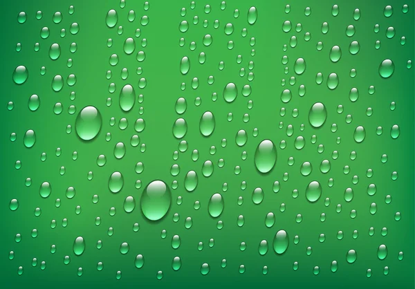 Gotas de agua en verde — Vector de stock