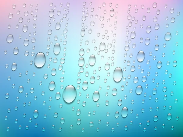 Gotas de agua aisladas sobre fondo colorido — Vector de stock