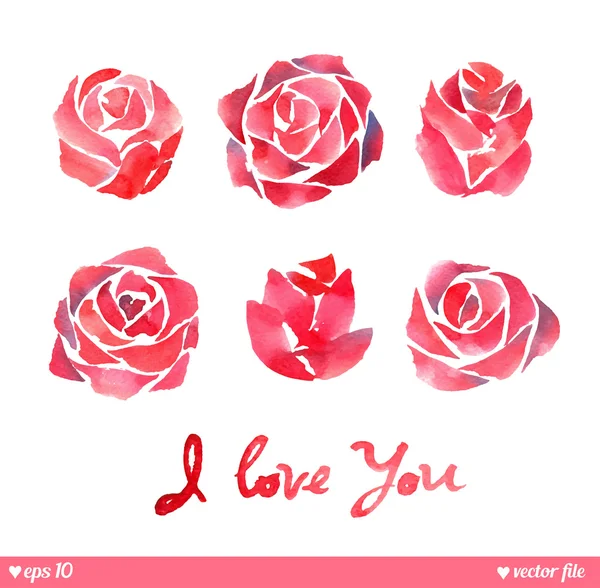 Pintura a mano rosas acuarela — Vector de stock