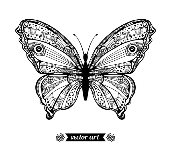 Overzicht monochroom vlinder — Stockvector