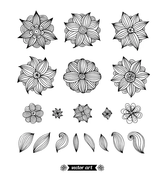 Set van abstracte overzicht bloemen — Stockvector