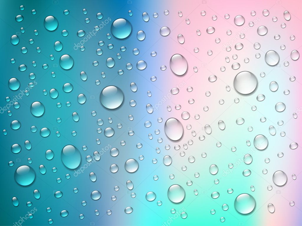 Water drops isolated on colorful background