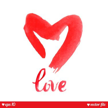 Tasarımınız için güzel suluboya kalp