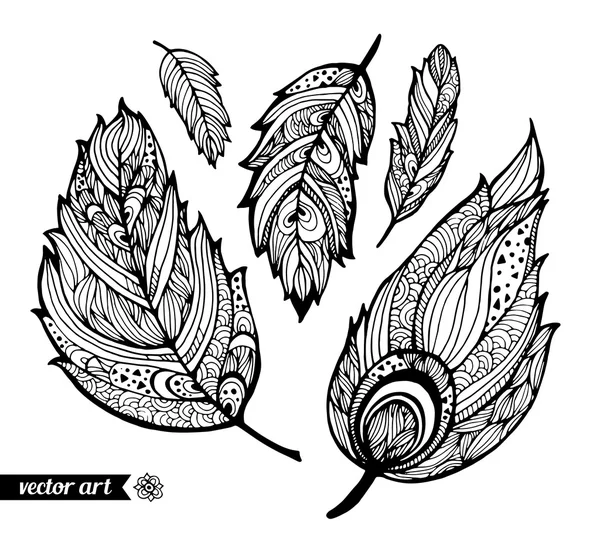 Amazing feathers with dots — Stockvector