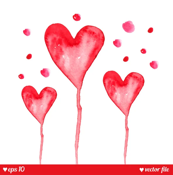 Hermosos corazones de acuarela — Vector de stock