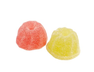 Beyaz arkaplanda jöle şekerler