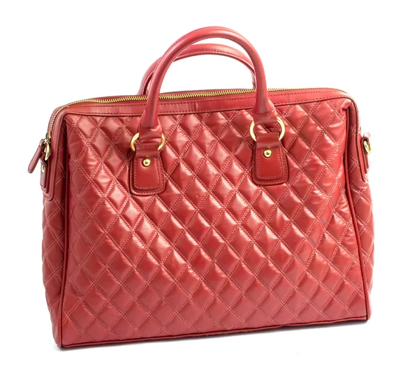 Red women's leather shoulder bag briefcase — Stock Photo, Image