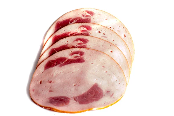 Daging Ham Asap Diisolasi Pada Latar Belakang Putih — Stok Foto