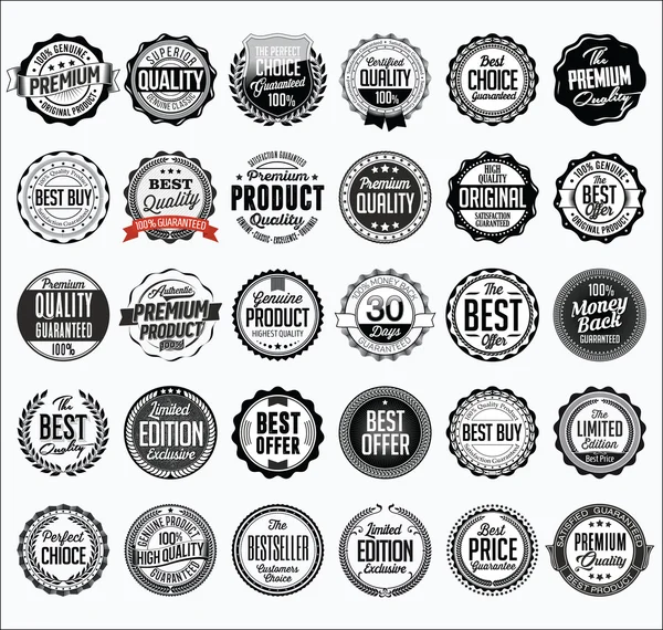 Collection de badges noirs de vente au détail sur fond blanc — Image vectorielle