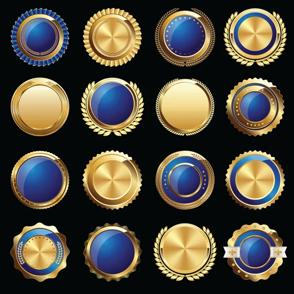 Jeu de sceaux et d'insignes de certificat d'or — Image vectorielle