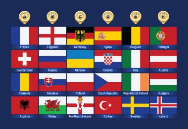 Football icons flags. clipart