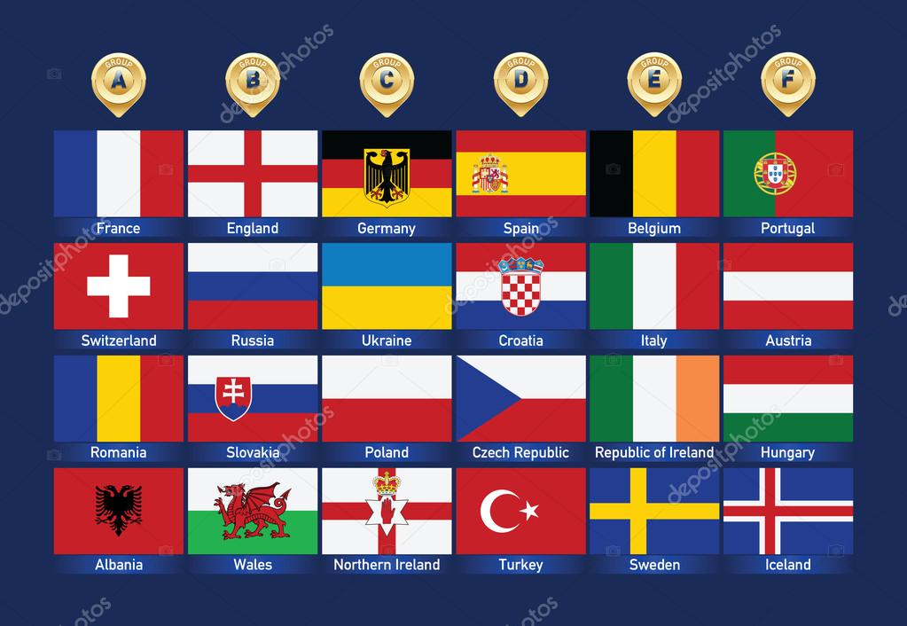 Football icons flags. Badges.