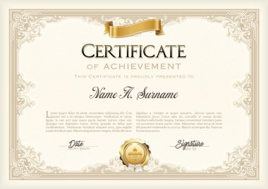 Sertifika altın şerit tanıma Vintage çerçevesi. Manzara.