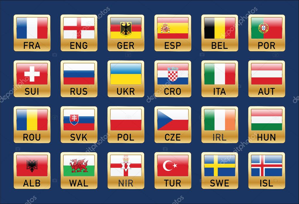 Football icons flags. Badges.