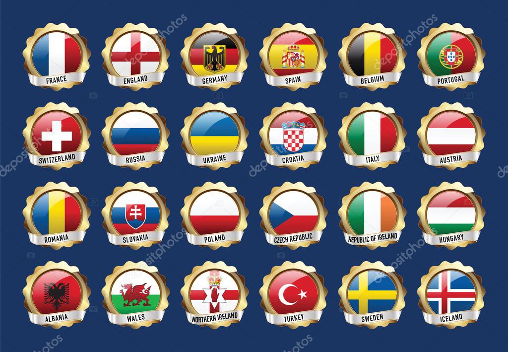 Football icons flags. Badges.