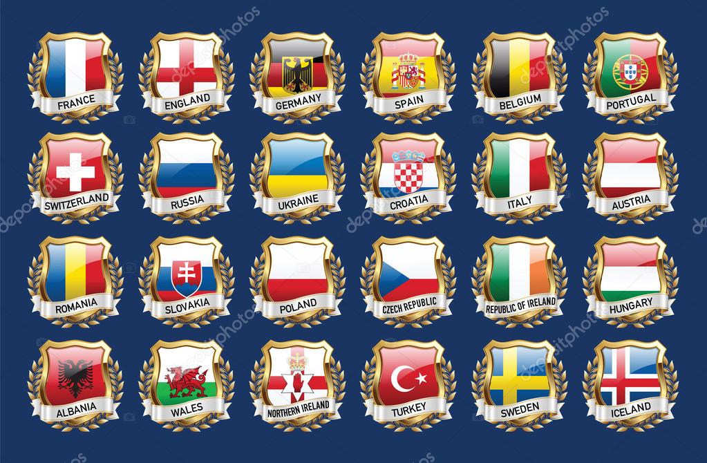 Football icons flags. Badges.