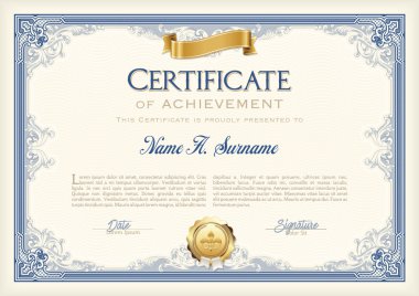 Sertifika altın şerit başarı Vintage çerçevesi. Manzara.