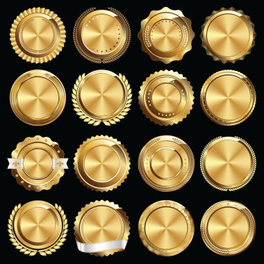 Altın sertifika mühürler ve rozetleri