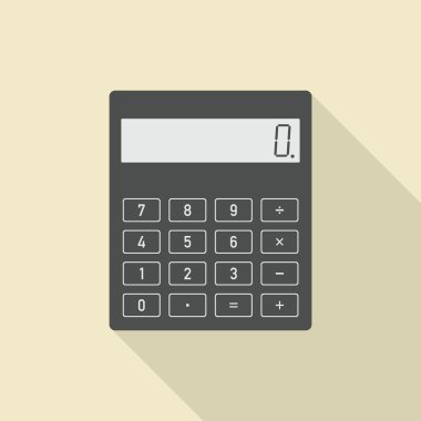 Ofis Resepsiyon üstten görünüm. Hesap makinesi. Simge. 