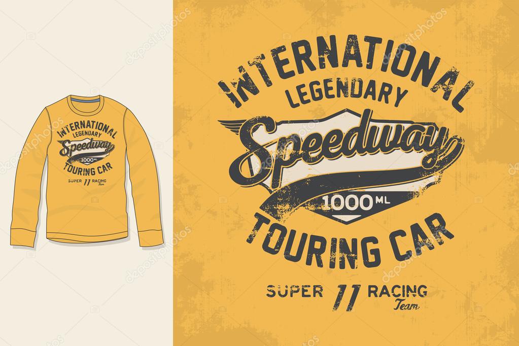 T-shirt print. Graphic design. Artwork. Speedway.