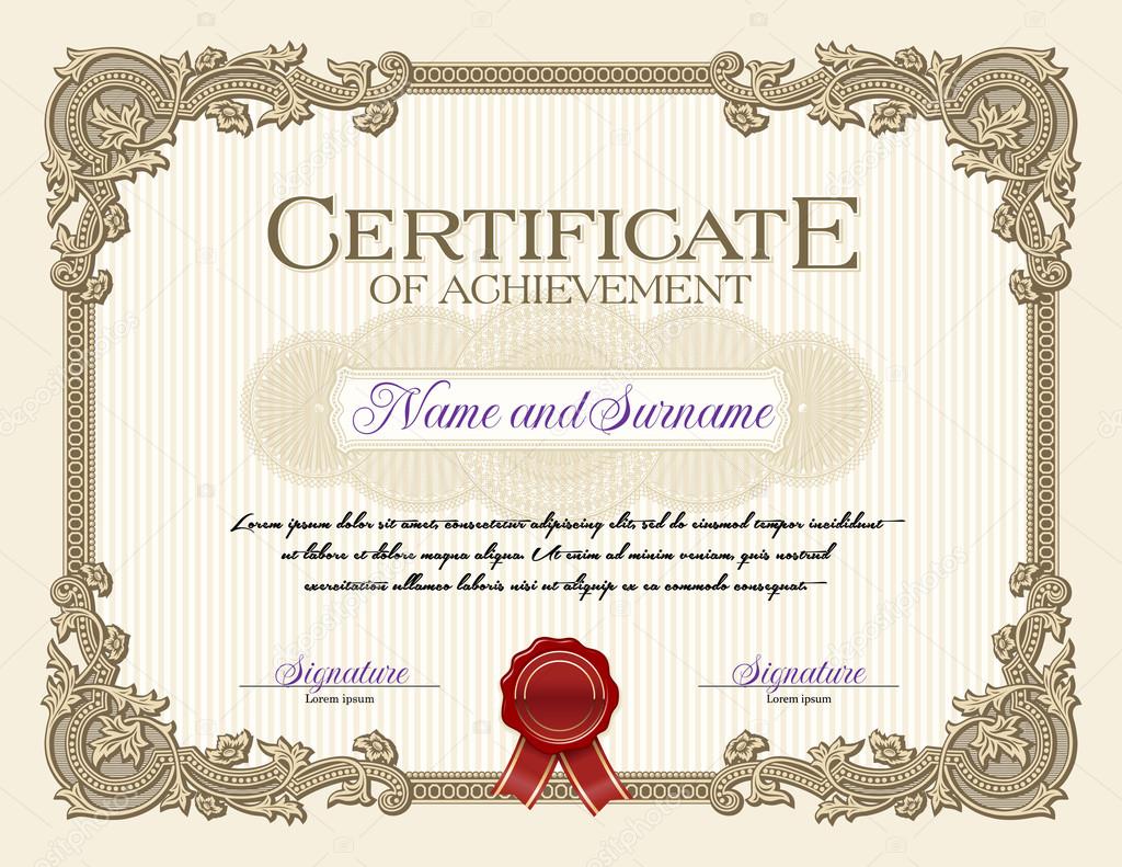 Ornament Vintage Frame Certificate of Achievement Beige