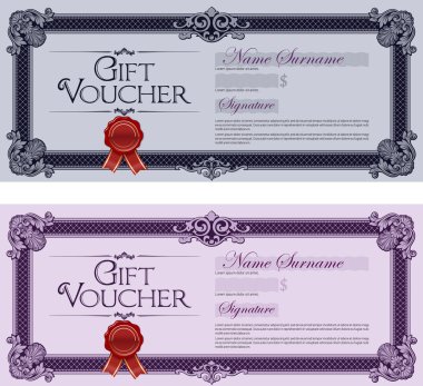 Hediye çeki mavi ve mor renkli.