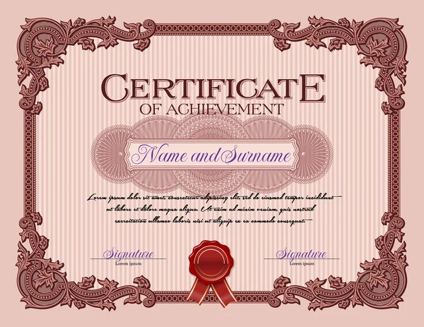 Adorno Vintage Marco Certificado de Logro . — Vector de stock