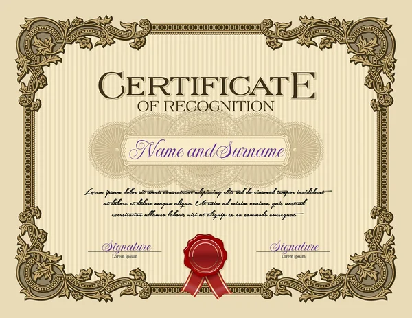 Ornamento Vintage Frame Certificado de reconhecimento . —  Vetores de Stock