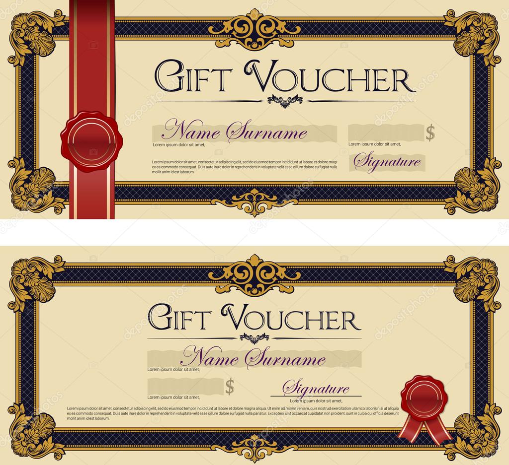 Gift Voucher with Wax Seal Royal Blue Stock Vector Image by ©visarts
