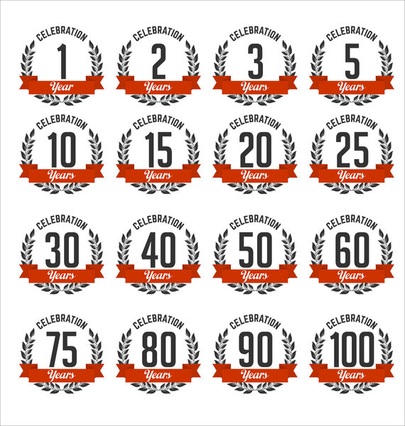 Набор винтажных юбилейных значков. Черный и красный
.