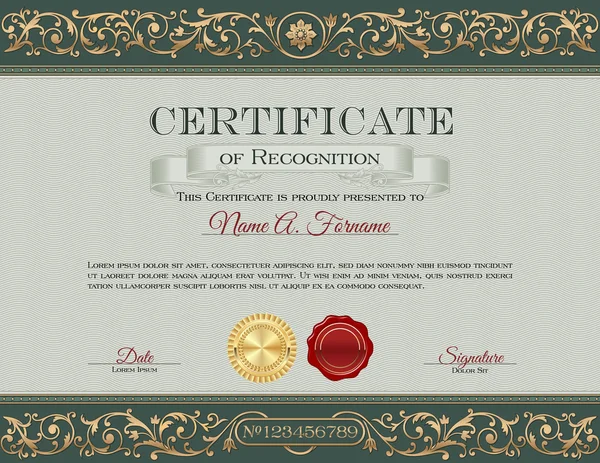 Винтажный сертификат о признании . — стоковый вектор