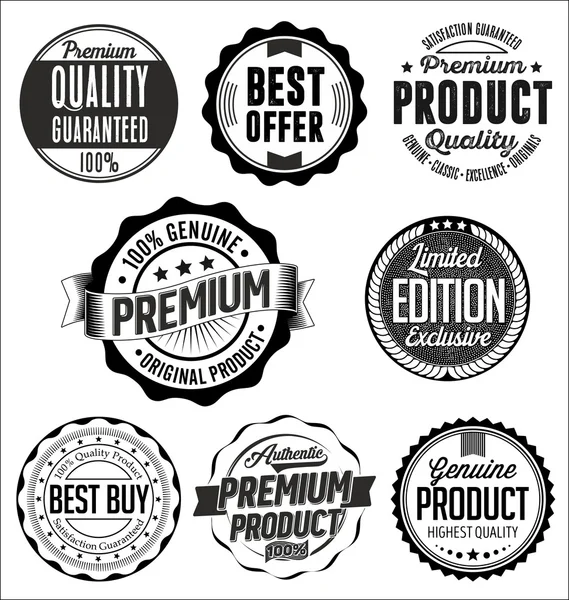 Set of Vintage Badges. Black on White Background. — Stock Vector