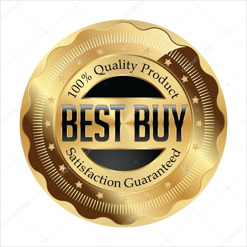 Gold and Black Shiny Luxury Badge on White Background. Best Buy