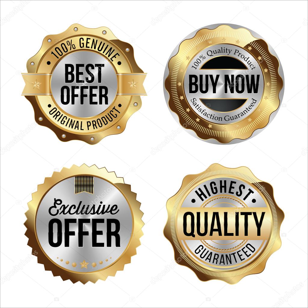 Gold and Silver Badges. Best Offer, Buy Now, Exclusive Offer, Highest Quality.