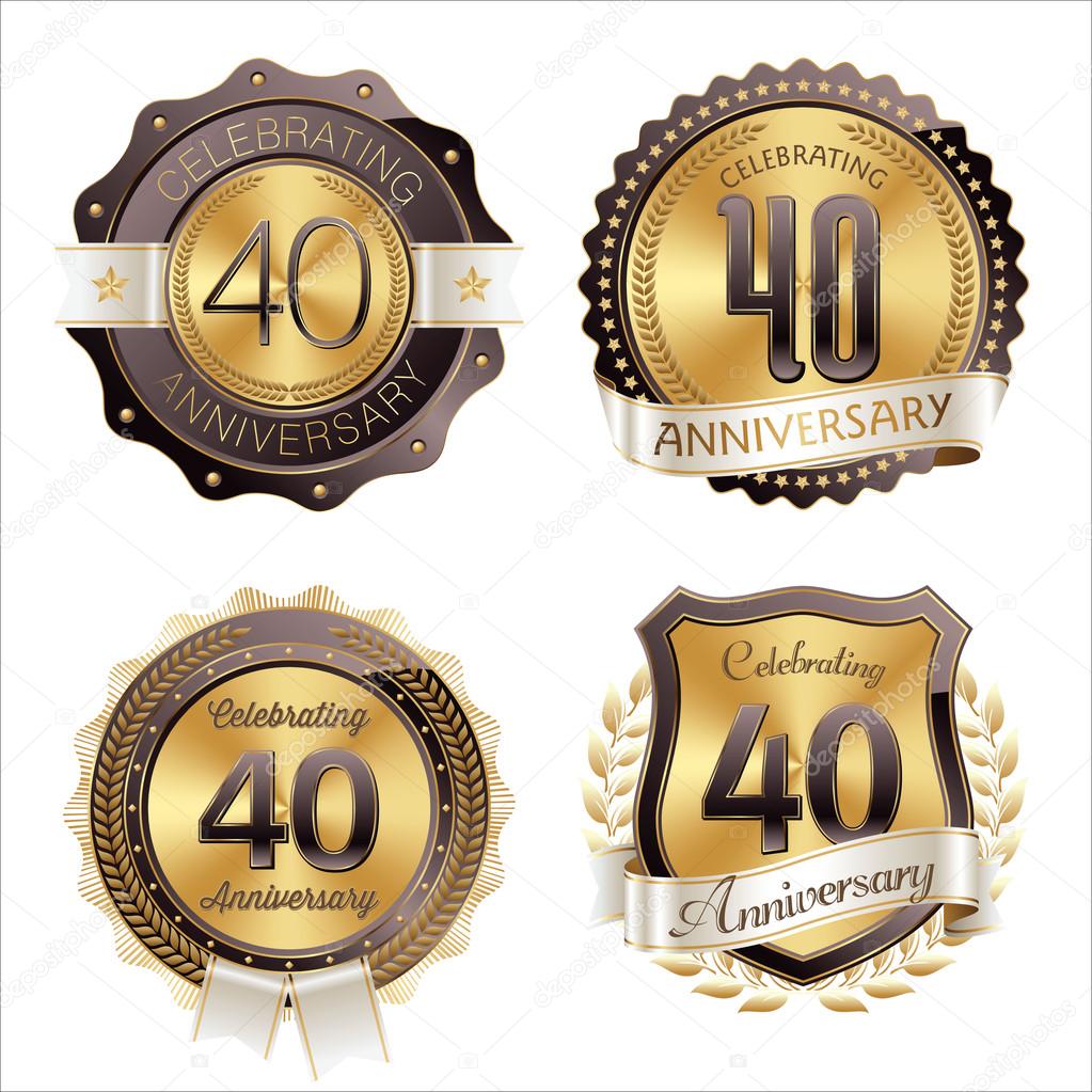 Gold and Brown Anniversary Badges 40th Years Celebration