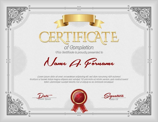 Certificato di completamento Vintage Gold Frame — Vettoriale Stock