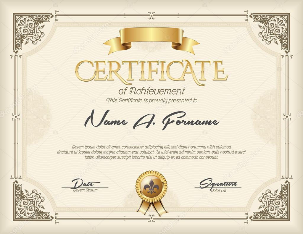 Certificate of Achievement Vintage Gold Frame