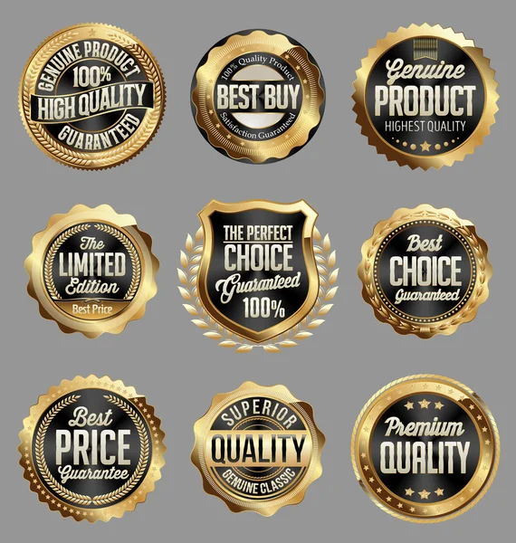 Goud en zwart Badge. Luxe reeks. Hoge kwaliteit. Echte Product. Best Buy Best Buy. — Stockvector