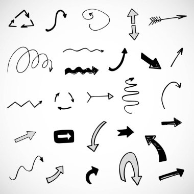 Elle çizilmiş oklar, sunum için elementler